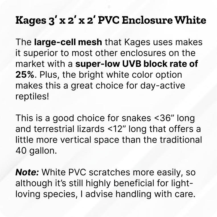 36"x24"x24" / 3'x2'x2' Premium White PVC Reptile Enclosure