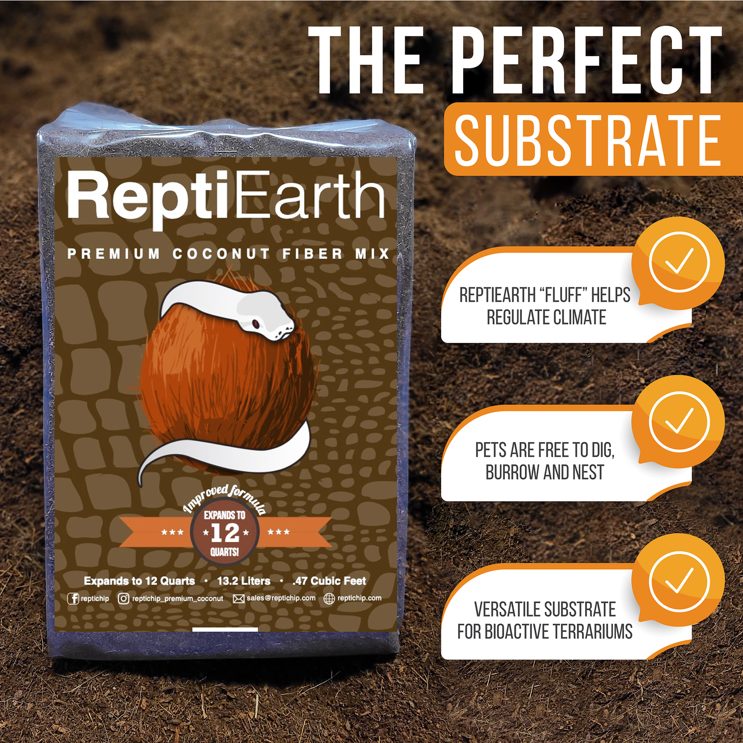 ReptiEarth Fine Coconut Fiber Mix; Bagged