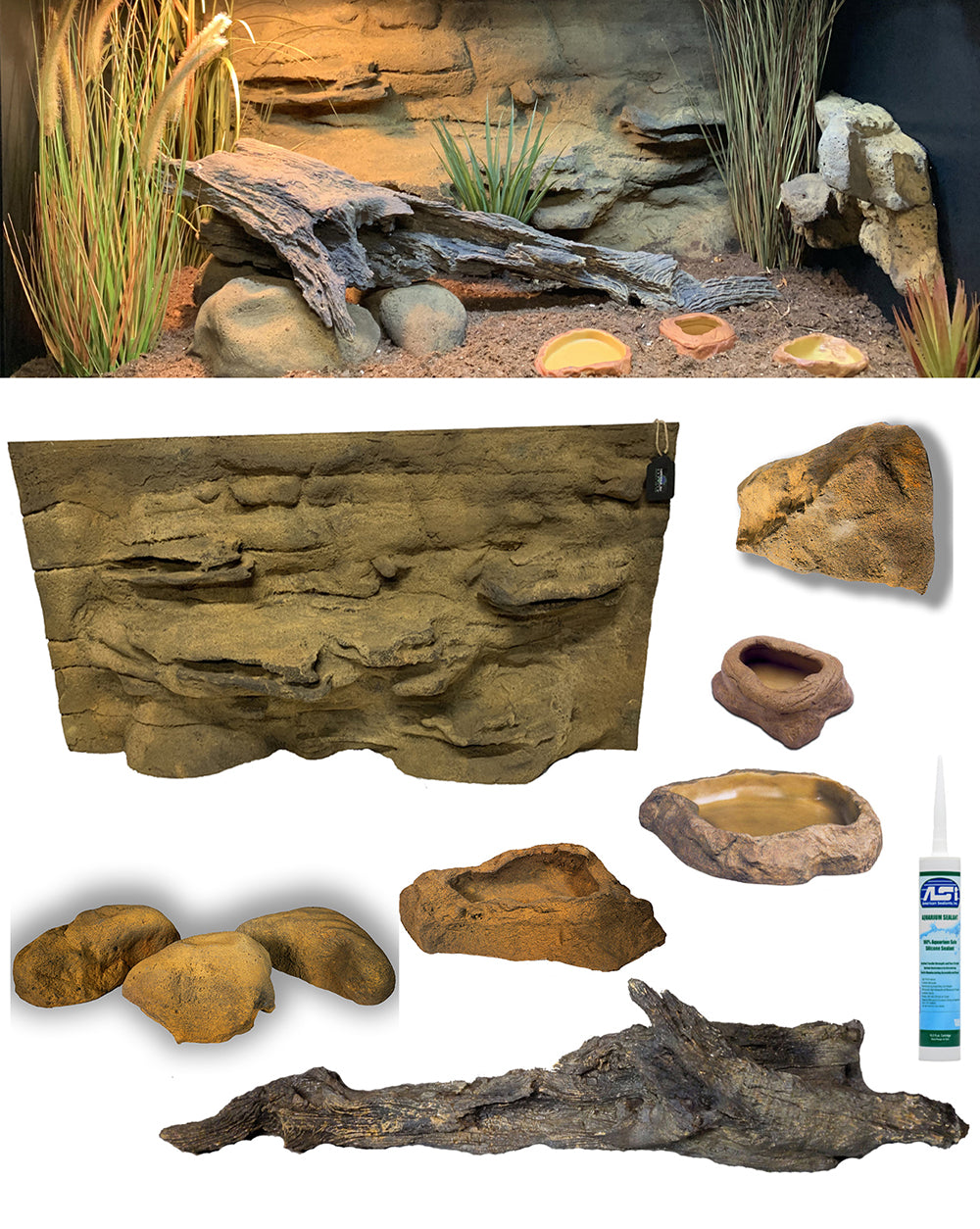 Alice Springs – 4 Foot Reptile Décor Kit - No Plants