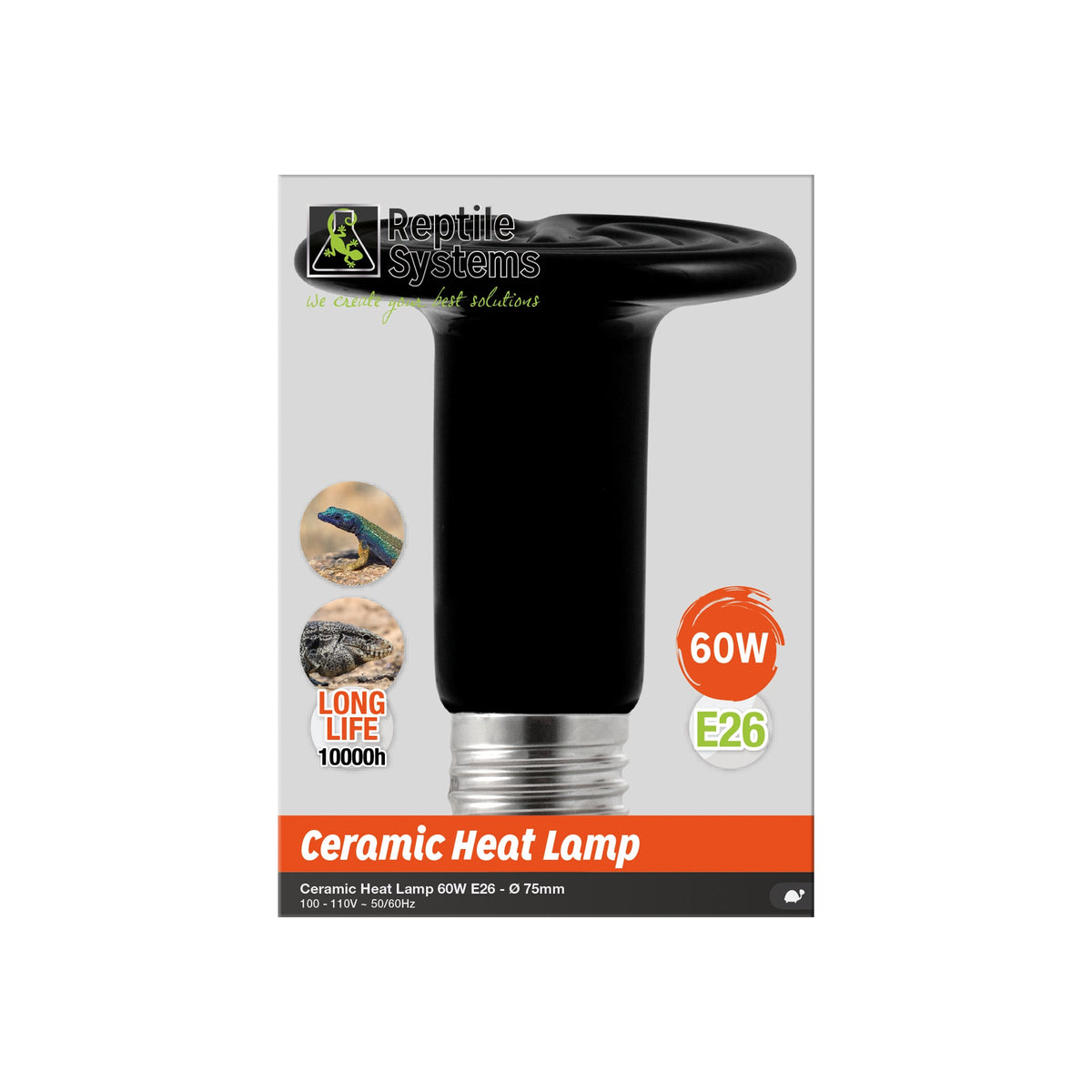 REPTILE SYSTEMS Ceramic Heat Emitter Bulb, Terrarium Heater, No Visible Light, Nighttime Heating for Nocturnal Crepuscular Reptiles