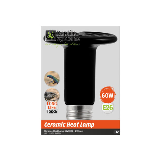 REPTILE SYSTEMS Ceramic Heat Emitter Bulb, Terrarium Heater, No Visible Light, Nighttime Heating for Nocturnal Crepuscular Reptiles