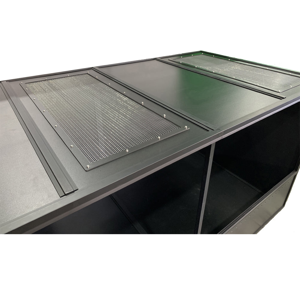 Customizable top on our Essential 8 Foot PVC & Aluminum Enclosure - 96 L x 48 W x 48 H