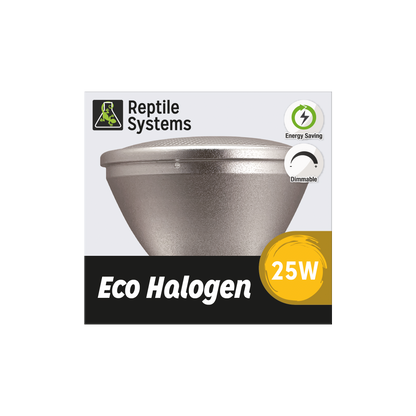 REPTILE SYSTEMS Eco Halogen Lamp - White, Dimmable Basking Light for Reptiles, Efficient Heating and Reusable Reflector Unit - Replace Only Inner Bulb When Needed!