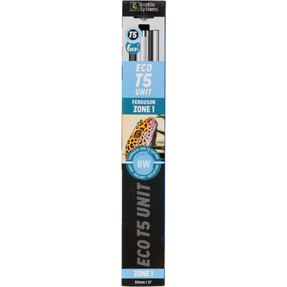 REPTILE SYSTEMS Eco T5 High-Output Linear UVB Lighting Combo Kit, Hood Fixture and T5HO Bulb, Reflector Lamp for Ferguson Zones 1-3