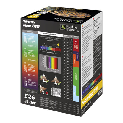 REPTILE SYSTEMS Mercury Vapor Reptile Heat Lamp, UVA + UVB + Heat, All-In-One Basking Light Bulb