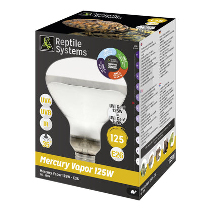 REPTILE SYSTEMS Mercury Vapor Reptile Heat Lamp, UVA + UVB + Heat, All-In-One Basking Light Bulb