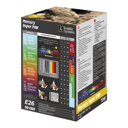 REPTILE SYSTEMS Mercury Vapor Reptile Heat Lamp, UVA + UVB + Heat, All-In-One Basking Light Bulb