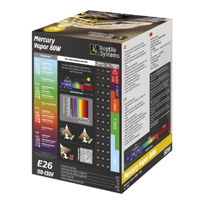 REPTILE SYSTEMS Mercury Vapor Reptile Heat Lamp, UVA + UVB + Heat, All-In-One Basking Light Bulb