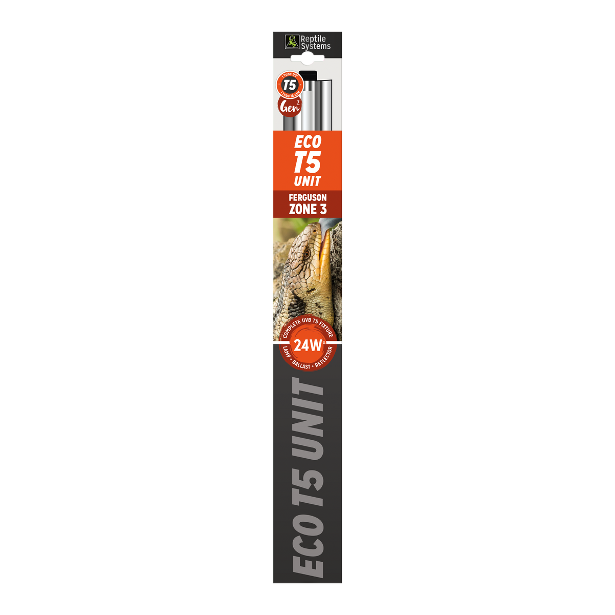 REPTILE SYSTEMS Eco T5 High-Output Linear UVB Lighting Combo Kit, Hood Fixture and T5HO Bulb, Reflector Lamp for Ferguson Zones 1-3