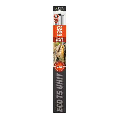 REPTILE SYSTEMS Eco T5 High-Output Linear UVB Lighting Combo Kit, Hood Fixture and T5HO Bulb, Reflector Lamp for Ferguson Zones 1-3