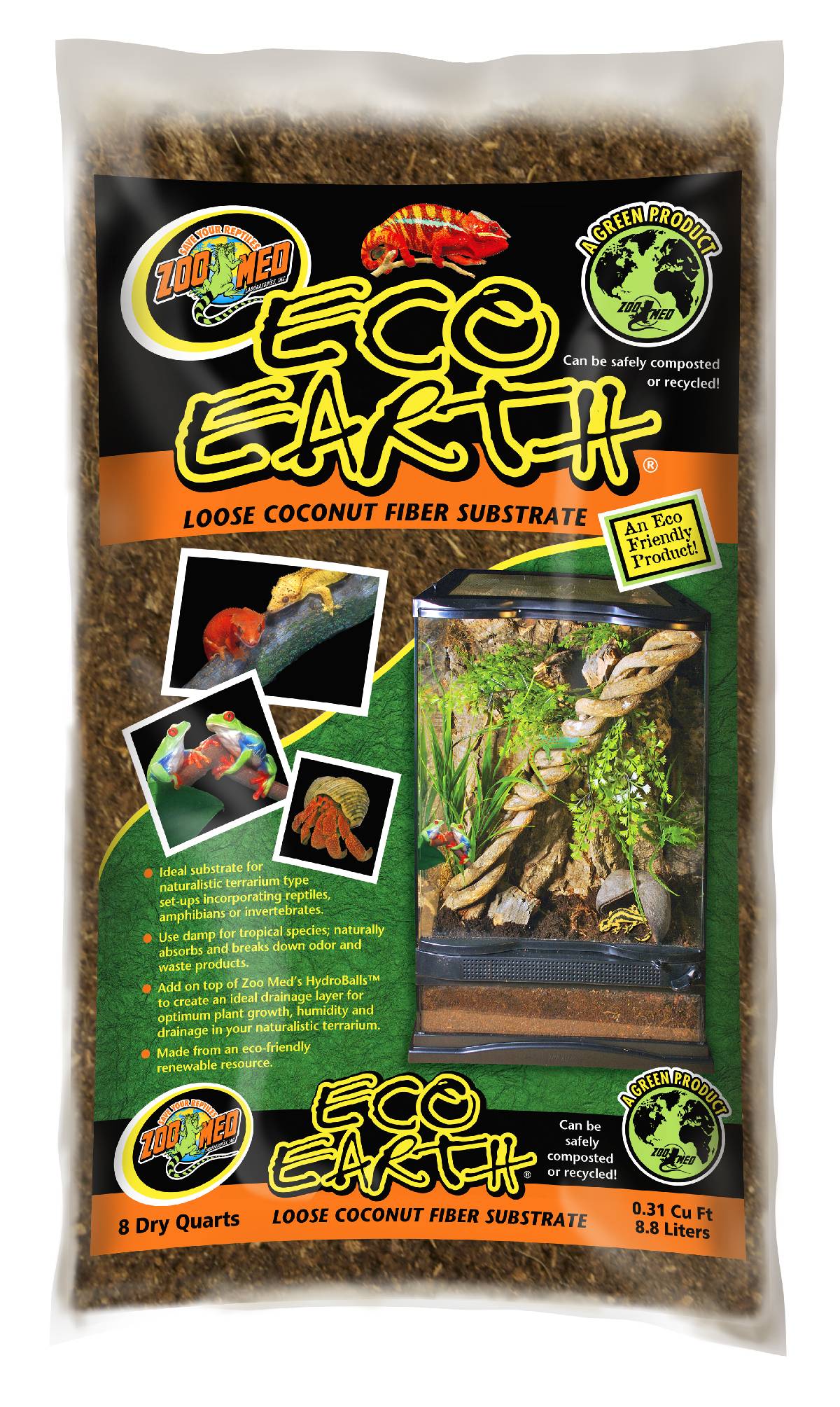 Zoo Med Eco Earth Loose Coconut Fiber Substrate (8 dry quarts, 8.8 liters)